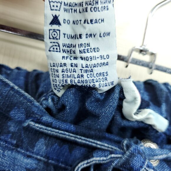 VTG Denim Floral Print Midi Skirt W/Drawstring Waist 8 Blue - Picture 15 of 15